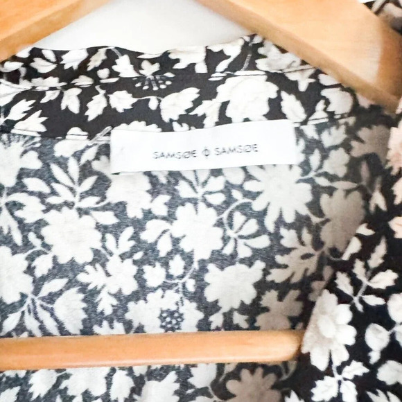 Samsoe Samsoe Black white Floral Mini Dress L - Picture 6 of 9